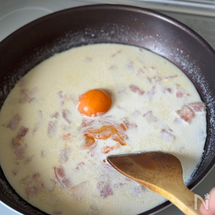 Easy Carbonara Udon Process4