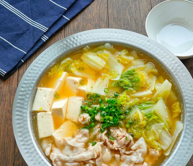 Hearty Miso Hot Pot with Pork Belly, Napa Cabbage, and Tofu