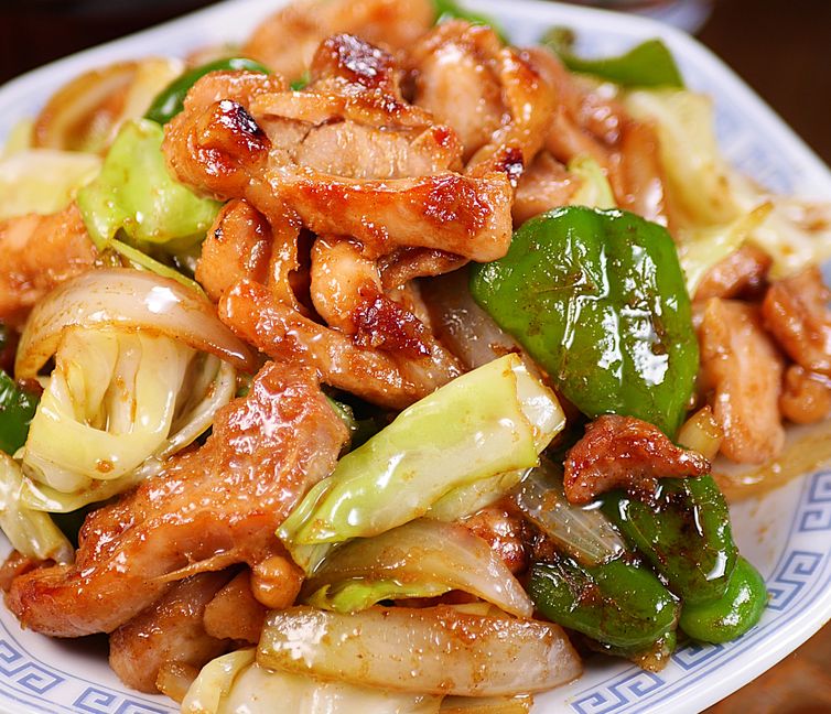 Grilled Chicken and Summer Vegetables in A Rich Miso-Ginger Sauce
