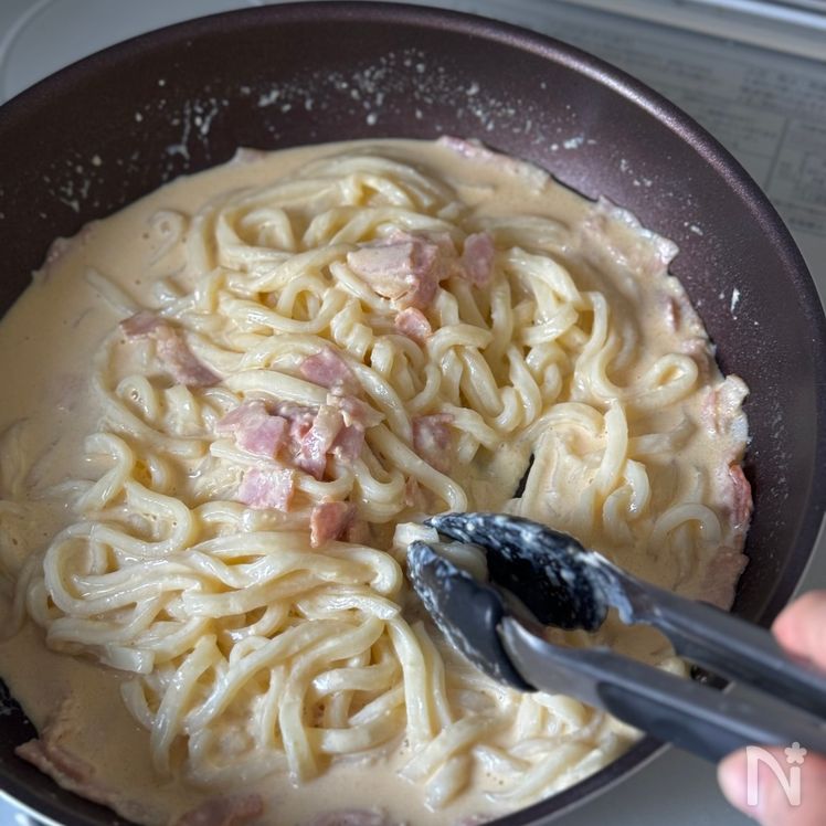 Easy Carbonara Udon Process5