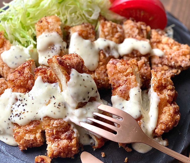 Crispy Chicken Tatsuta with Homemade Caesar Dressing