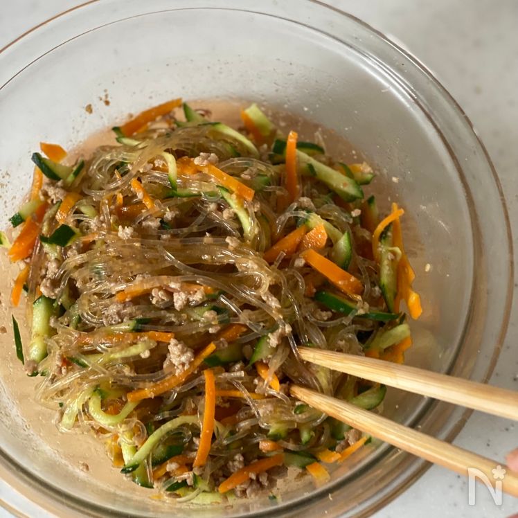 Spicy Glass Noodle Salad with Ground Pork (Tantan-Style Harusame Salad) Process4