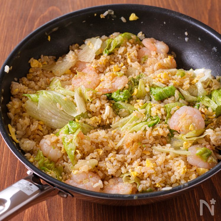 Shrimp and Lettuce Fried Rice Process4